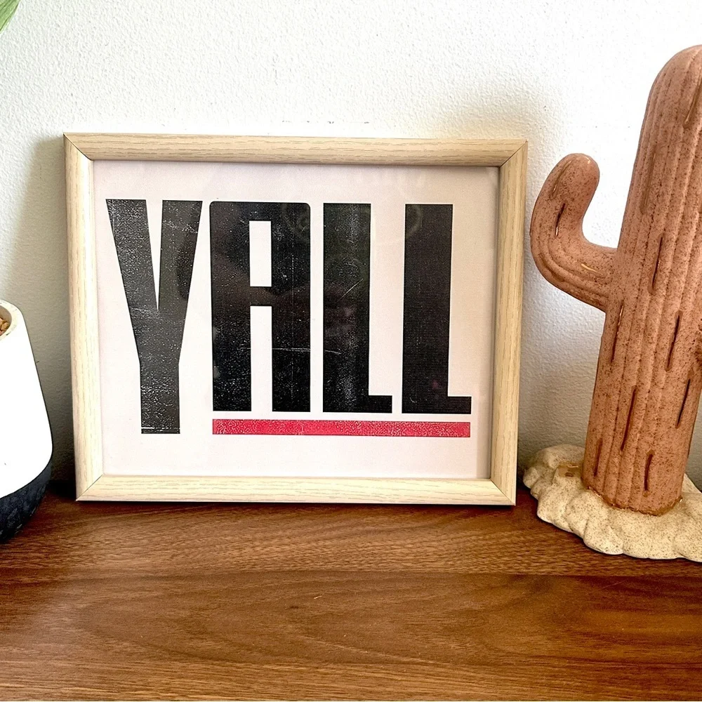 Y’all Means You All Western Canvas Print Wood Framed Typography Southern Art